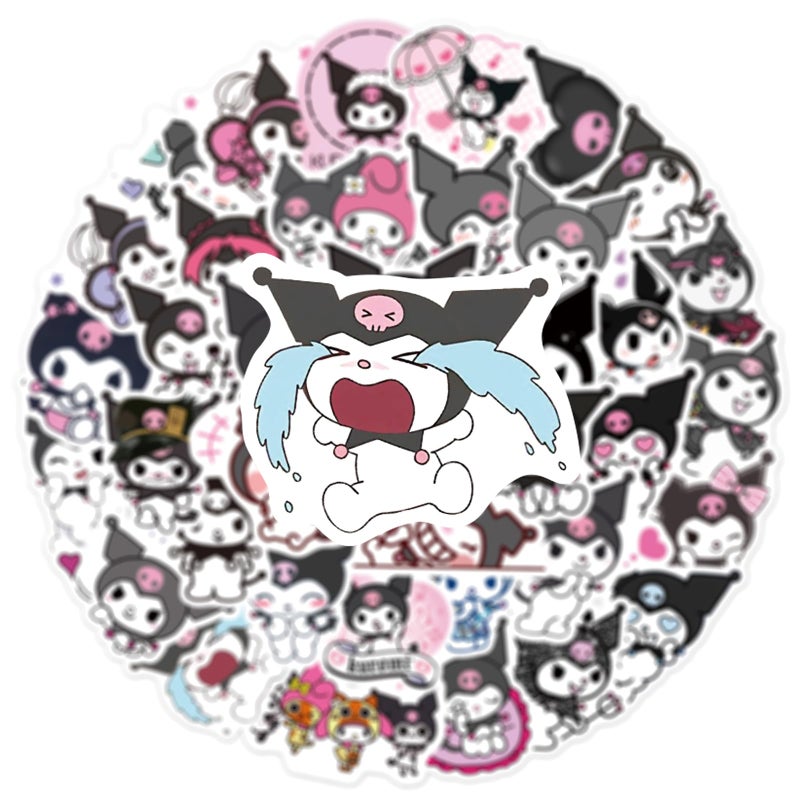 YONGAI 50Pcs Cute Kuromi Sticker for Kids, Kawaii Sanrio Cartoon Waterproof Vinyl Decal for Teen Girl Water Bottle Skateboard Notebook Phone Guitar Bike - Image 4